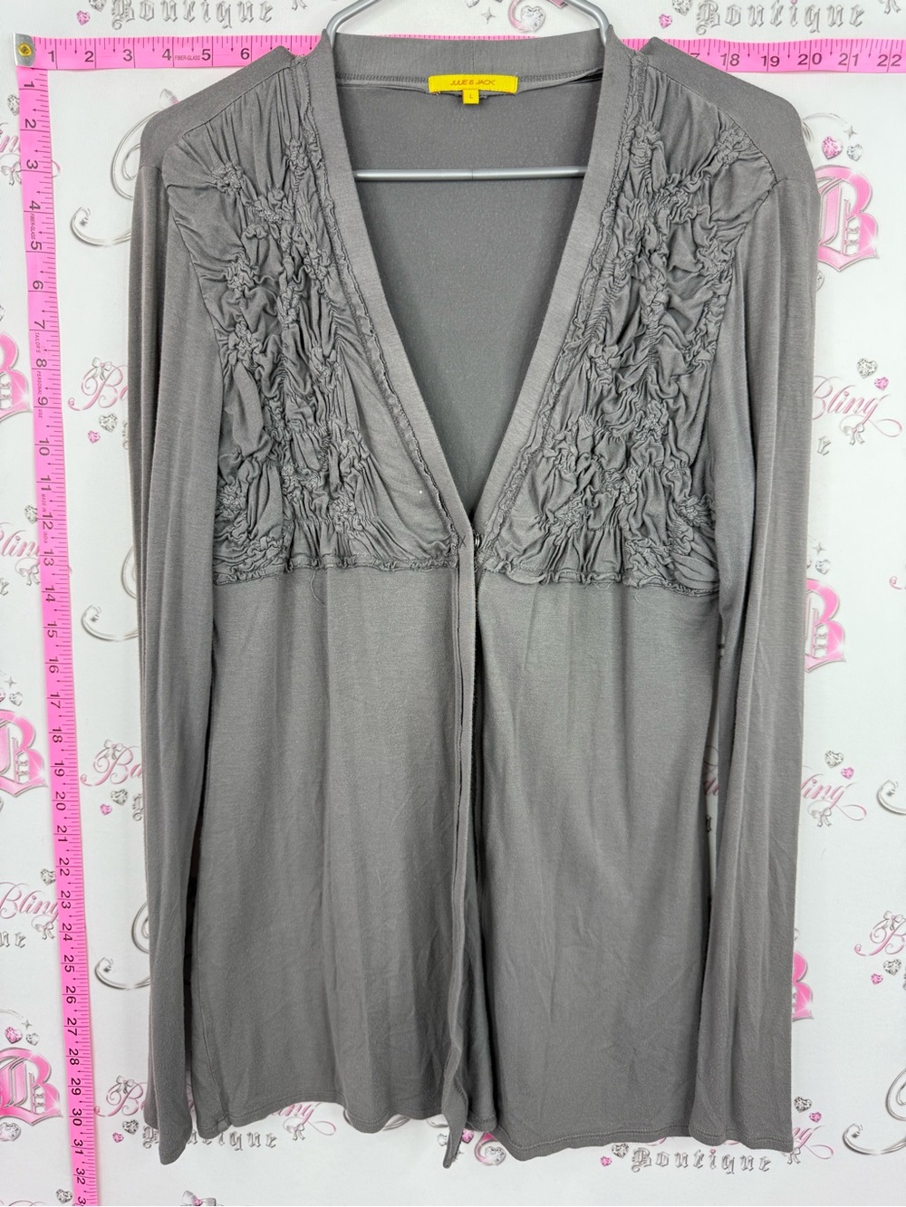 Julie and jack cardigan sweater Women's Gray Ruched Front grey